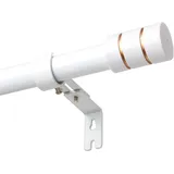 25mm Gardinenstange Weiße, 66-105cm Ausziehbare Vorhangstange mit Verstellbaren Halterungen und Dekorativen Weiß-Gold Endkappen, Edelstahl-Beschlagset Gardinenstangen für Fenster, Wohnzimmer