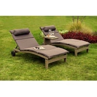 Merxx »Andalusia«, Aluminium/Kunststoff, 2 Liegen mit Tisch, beige