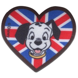 Disney Aufnäher Bügelbild, Aufbügler, Applikationen, Patches, Flicken, zum aufbügeln, Polyester, 101 Dalmatiner Lucky UK – Größe: 6,2 x 5,4 cm blau