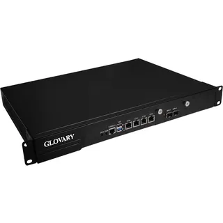 Glovary 19 Zoll Firewall Rackmount N100, 2 x 82599ES 10GbE SFP+, 4 x i226V 2.5GbE LAN, 19" OPNsense Router Appliance, Barebone, 1U AES-NI Hardware, HD+VGA Dual Display, 2 x Power