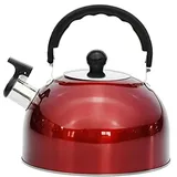 Wasserkocher Camping, 3L Wasserkessel induktion Edelstahl Camping-Pfeifkessel Teekessel Flötenkessel für Campingausflüge Wandern Kochen Grillen Festivals (Rot)