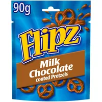 McVitie's Flipz Milk Chocolate Brezel, knusprige Salzbrezeln mit Milchschokolade, Salzgebäck mit süß-salzigem Geschmack für einzigartigen Knabberspaß, 1x90 g