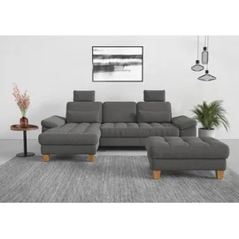 sit&more Ecksofa SIT & MORE "Westham L-Form", grau, B:275cm H:88cm T:172cm, 90% Polyester 10% Polyamid, Sofas, Ecksofa, mit Recamiere, mit oder ohne Bettfunktion, Bettkasten, Füße Eiche