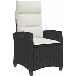 vidaXL Gartensessel mit Beistelltisch Verstellbar Schwarz Poly Rattan