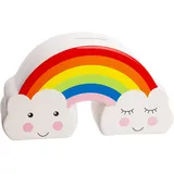 alles-meine.de GmbH große Spardose - Regenbogen - 19 cm - mit Verschluss - stabile Sparbüchse - aus Keramik/Porzellan - für Kinder & Erwachsene/Sparschwein/lustig witzig - ..