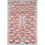 Christbaumkugeln-24.de 39 TLG. Glas-Weihnachtskugeln Set in Ice Rosa Silber Komet- Christbaumkugeln - Weihnachtsschmuck-Christbaumschmuck