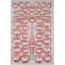 Christbaumkugeln-24.de 39 TLG. Glas-Weihnachtskugeln Set in Ice Rosa Silber Komet- Christbaumkugeln - Weihnachtsschmuck-Christbaumschmuck