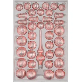 Christbaumkugeln-24.de 39 TLG. Glas-Weihnachtskugeln Set in Ice Rosa Silber Komet- Christbaumkugeln - Weihnachtsschmuck-Christbaumschmuck
