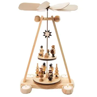Spielwarenmacher Günther e.K. Weihnachtspyramide Teelichtpyramide Spielwarenmacher zweistöckig Teelichter BxHxT bunt