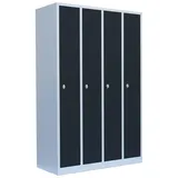 Lüllmann 4er Spind Garderobenschrank Spindschrank hellgrau/anthrazit Kleiderspind 510148