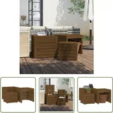 The Living Store - 3-tlg. Gartenbox-Set Honigbraun Massivholz Kiefer - Gartenmöbel - Holz Gartenmöbel - Kiefernholz Möbel - Gartenbox - Stauraum