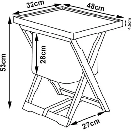 [en.casa] Hattfjelldal Campingtisch 53 x 48 x 32 cm Beige