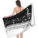 Badetuch 80x160 cm 3D Musiknoten, Microfaser Handtücher, Strandlaken Handtuch, Schnell Trocknen Strandhandtuch Herren Frauen Badetücher, Strandtuch, Strandtücher