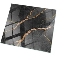 Tulup Tischplatte Schwarz, Rotbraun, Glas 50x50x0.4 cm Esszimmer, Tische,