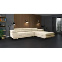Ecksofa mit Schlaffunktion und Bettkasten, Designer Schlafsofa mit Bettkasten - Beige
