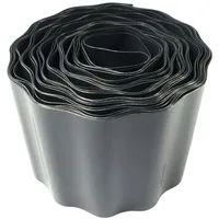 Jardinion Rasenkante 9m x 15cm PET Kunststoff Schwarz Beeteinfassung