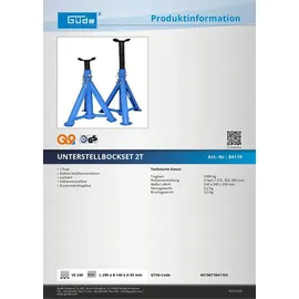 Güde Unterstellbock Stahl 2T 278-366mm blau