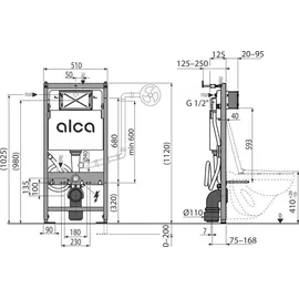 alcadrain s.r.o. WC Sanitärmodul AM120/1120 mit Bidetfunktion