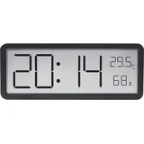 Wanduhr, 20,2 X 2 X 8 Cm, Pendeluhr Mit Temperatur- Und Feuchtigkeitsanzeige, Schwarz.