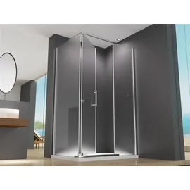 Buylando Clara 100x90x195 cm Eckdusche Duschkabine Satiniert Seiteneinstieg & Duschtasse/Siphon
