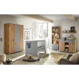 möbel-direkt.de Babyzimmer-Komplettset Larissa in Bolton Oak und Arktisgrau, (Komplett Set, 4-tlg., Schrank, Bett, Wickelkommode, Regal), hochwertig und funktional braun