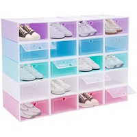 Ethedeal Schuhboxen,20 Set Organizer Boxen mit Deckel, Kunststoff Weiße Schuhkarton Faltbar, für Eine Vielzahl von Schuhen, PP Kunststoff(Bunt)