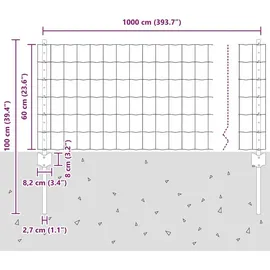 vidaXL Zaun 0,6 x 10 m Grün/Stahl