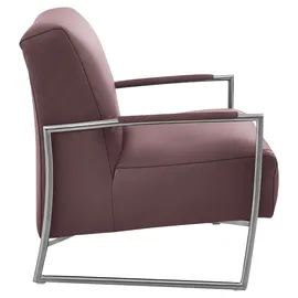 K+W Komfort & Wohnen Cocktailsessel K+W KOMFORT & WOHNEN, rot (carbernet), B:62cm H:77cm T:83cm, Sessel, Cocktailsessel, mit bezogenen Armlehnen, Gestell in Metall Edelstahloptik