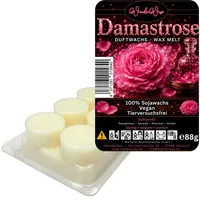 WonderWax Duftwachs WonderWax® Duftriegel 6 x Duftwachs Kreise Weiß, 100% Sojawachs (Damast Rose), Duftrichtung: Damastrose
