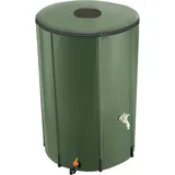 Tectake tectake® Regentonne, mit Hahn und Überlaufschutz, wetterbeständig, Oberseite abnehmbar