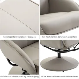 Homcom Relaxsessel Kunstleder 78 x 98 x 71 cm Grau mit Hocker