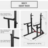 Multi Squat Rack inkl. Langhantel Set SCHWARZ|silber|hellrot No Size