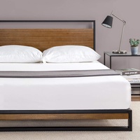 Zinus Suzanne 17,8 cm Metal and Wood Plattform Bed with Headboard, Black, 160 x 200 x 17,8 cm