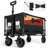 Sekey Bollerwagen Sekey Bollerwagen Faltbar XXL Preis-Leistungsieger 3011, 160L 100KG, Klappbar Transportwagen Outdoor Faltbar Handwagen, mit 2PCS Spanngurt schwarz