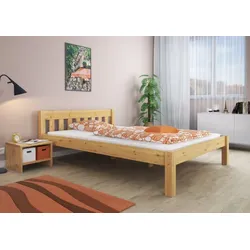 Erst-Holz Doppelbett Ehebett 180x200 Massivholz Kiefer natur Kingsize-Bett Rollrost Matratze 60.38-18 M2
