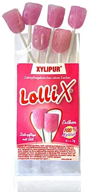 Xylit Lutscher - Lollix® Erdbeere (6Stck.)