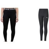 Nike Girls Pro Tights, Schwarz-Weiss, L & Puma Unisex Kinder Liga Baselayer Long Tight Jr Hose, Puma Black, 152 EU