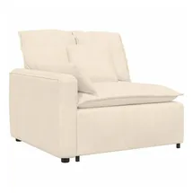 vidaXL Sofaelement Modulares Sofa Endmodul mit Armlehne Kissen 100 cm Creme