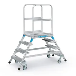 Zarges Podestleiter fahrbar mit 2x4 Leichtmetall-Stufen