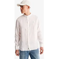 Timberland Mens Linen Korean Collar Shirt white L