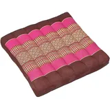 Handelsturm Thai Sitzkissen 37 x 37 x 6 cm, Kissen Auflage mit hochwertiger Füllung aus Kapok, festes Stuhlkissen als Auflage für Sitz, Bank oder als Bodenkissen (Burgunder & pink)