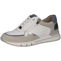 CAPRICE Sneaker flach aus Leder mit Reißverschluss, Weiß (White/Silver), | Gr.: 40