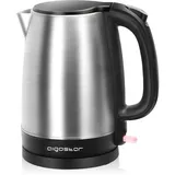 Aigostar Wasserkocher Edelstahl 1,7 L, 2200W Elektrischer Wasserkocher mit Kalkfilter, Kabellos, Abschaltautomatik, ideal für Tee, Kaffee, Babynahrung, BPA-Frei, Schwarz