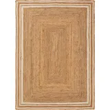 benuta pure Juteteppich, Weiß, Textil, Beton Optik, Rechteckig, 200x300 cm, Gots, für Fußbodenheizung geeignet, Teppiche - Böden, Teppiche