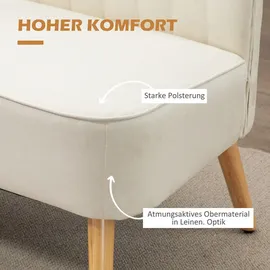 Homcom Sofa 2-Sitzer Stoffsofa Polstersofa Loungesofa breit Cremeweiß