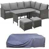 Svita Monroe Garten-Lounge Set Polyrattan Lounge-Möbel Sitzgruppe Grau
