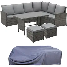 Svita Monroe Garten-Lounge Set Polyrattan Lounge-Möbel Sitzgruppe Grau