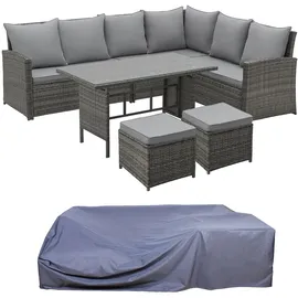 Svita Monroe Garten-Lounge Set Polyrattan Lounge-Möbel Sitzgruppe Grau