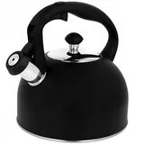 Luckyberg Moderne Wasserkessel Induktion Pfeifkessel aus Edelstahl, Teekessel für alle Kochplatten, Flötenkessel, Wasserkocher für Tee Kaffee, ca 1.8L (Schwarz)