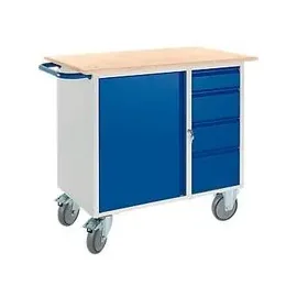 ROLLCART Montagewagen Stahl 111x96x60 cm blau 4 Schubladen